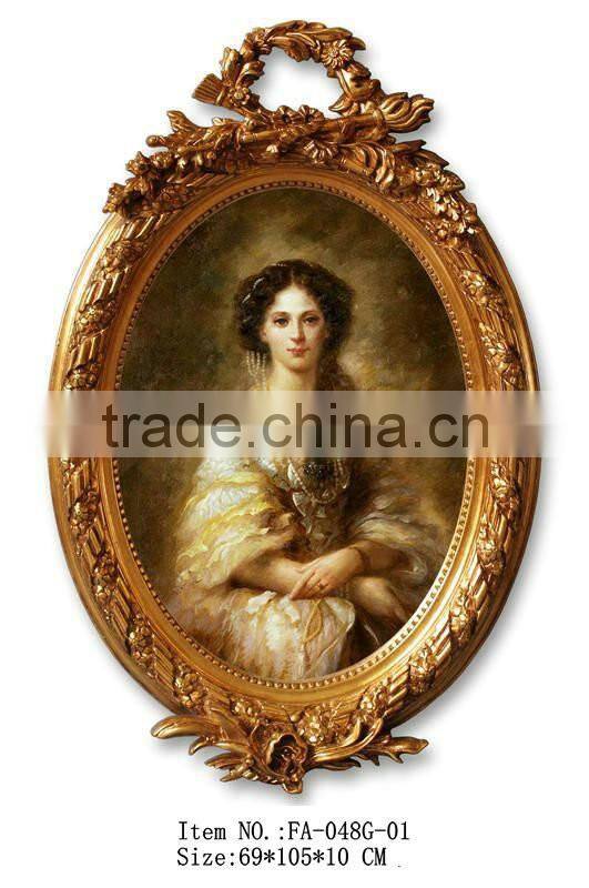 FA-053G-01woman portrait canvas oil painting with frame