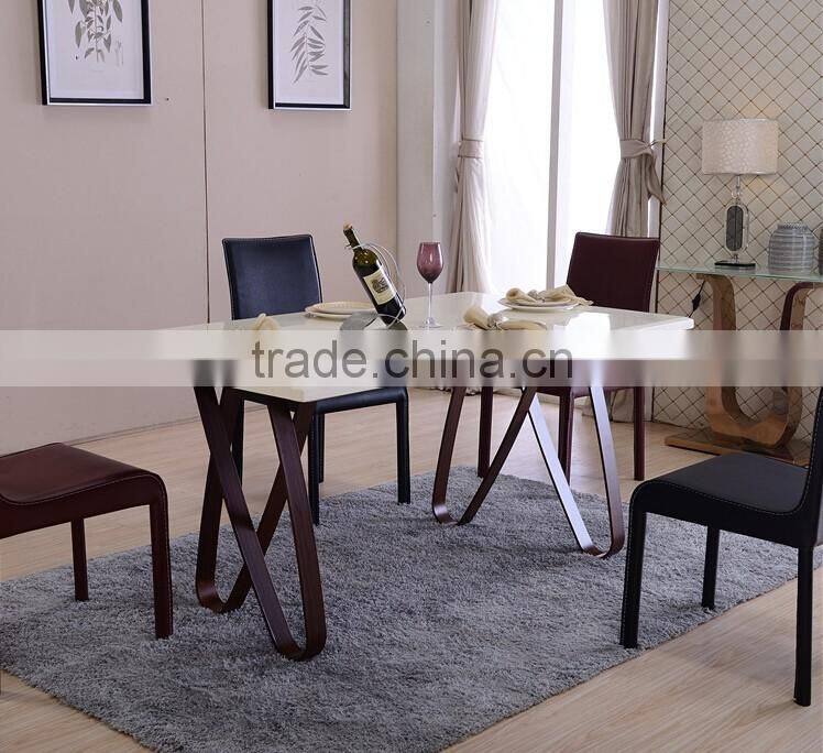 luxury European modern furniture 1PC customized marble top metal feet 4-6 chairs dining table fashion simply dining room set