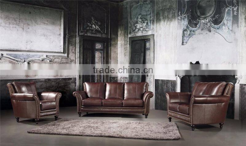 luxury neo classic burgundy genuine cow leather antique American style salon sectional chesterfield sofa set retro furniture