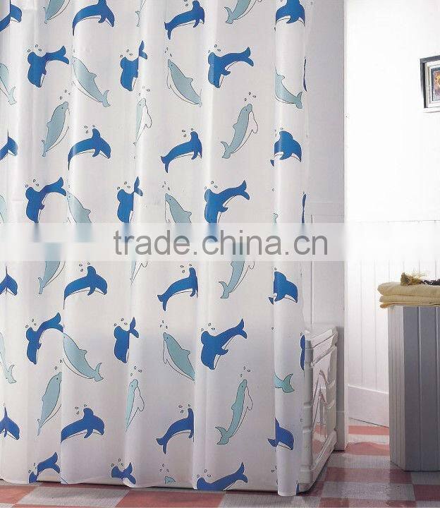 Print PEVA shower curtain and bath accessory