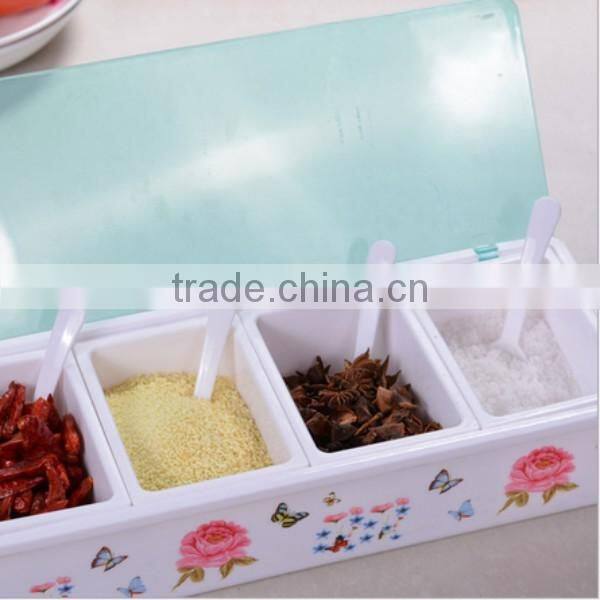 Kitchen plastic seasoning box with 3&4 Girds/oem Plastic seasoning Container/oem Kitchen Plastic Condiment Spice box in ShenZhen