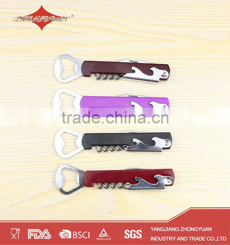 Custom Metal novelty Wine Corkscrew stainless steel bottle opener with knife
