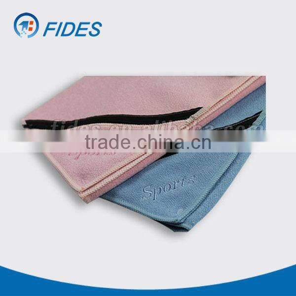 ultra fine zip towel microfiber sports towel with zipper