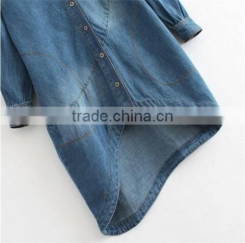 oem service washed thin longline women denim jacket women cheap