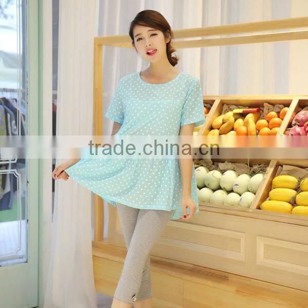 2014 Maternity summer green dress pregnant dress polka dot dress