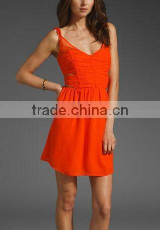 12DR113 UNLINED SUNSET SIDE CUT OUTS DRESS FASHIONABLE,NEW DESIGN DRESS