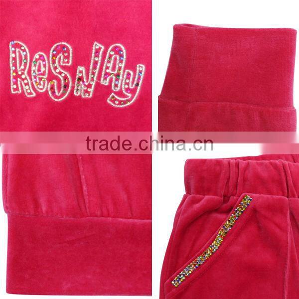 2015 new design velour embroidered brazilian women fitness wear