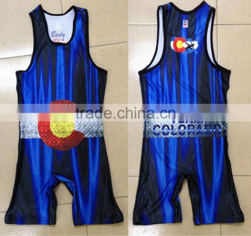Sublimated custom-made wrestling singlets