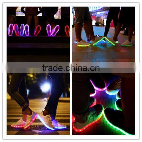 Wholesale 8 colors changeable flashing led light running shoes