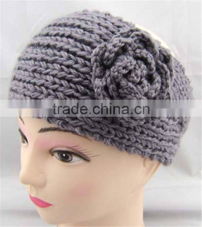handmade knit crochet flower headband,knit headband ear warmer,knit ear warmer headband