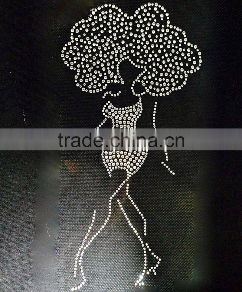 Natural Girl Big Hair Rhinestone Transfer Iron On