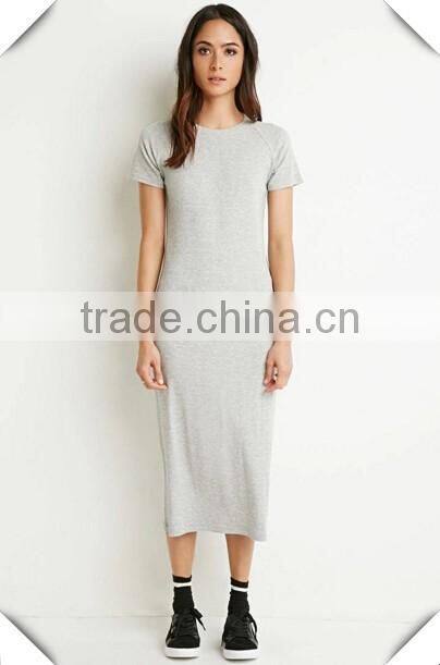 best selling stylish women Heathered long tall T-Shirt dress custom made in China