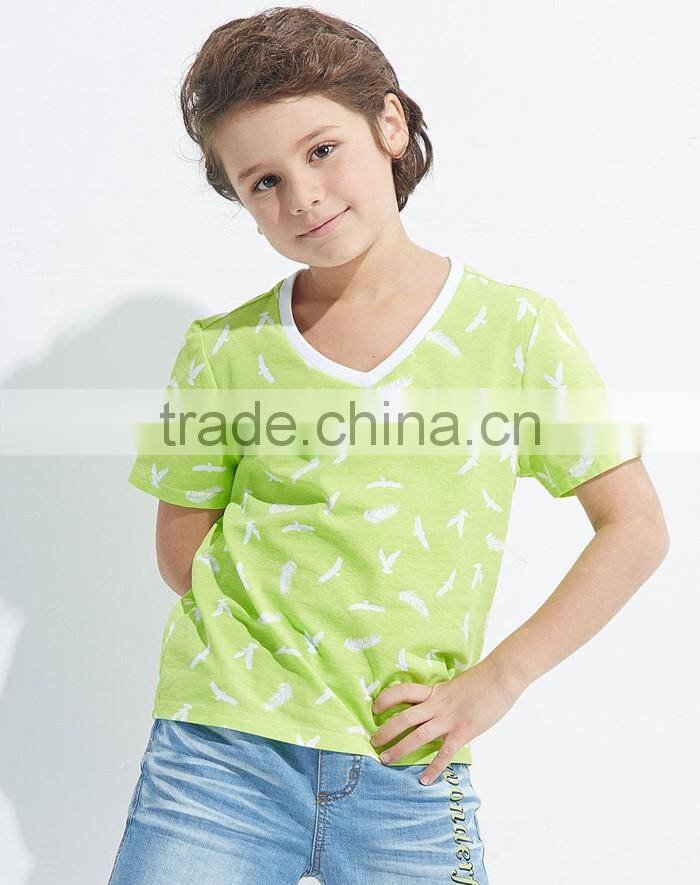 Wholesale new design v neck full printing cotton kids t shirts manufacture