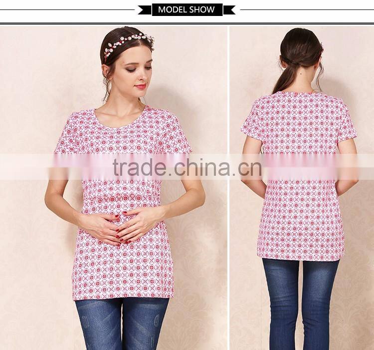Thin Section Short Sleeve Nursing Clothes Floral Breastfeeding Clothing Cotton Maternity Mother Outdoor Tops