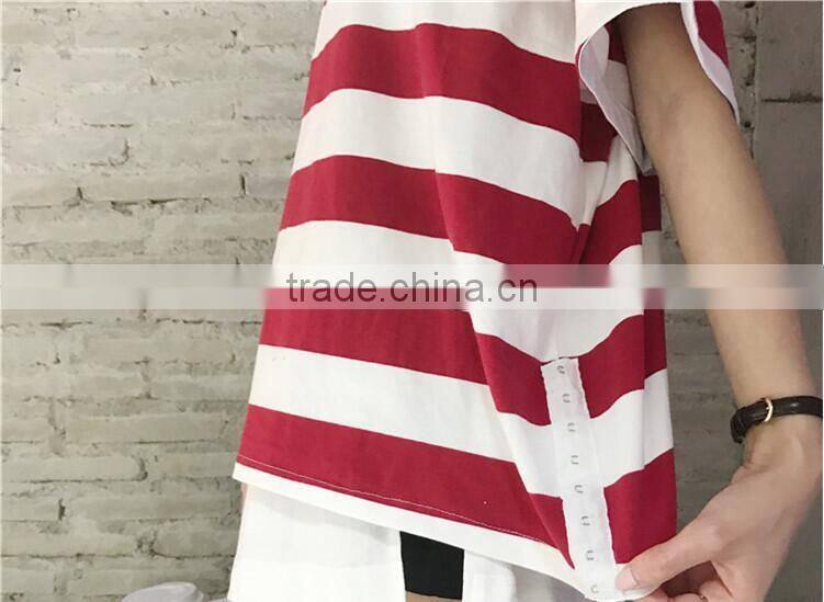 Summer wear the new personality joker contracted stripe T-shirt with short sleeves female students show thin blouse