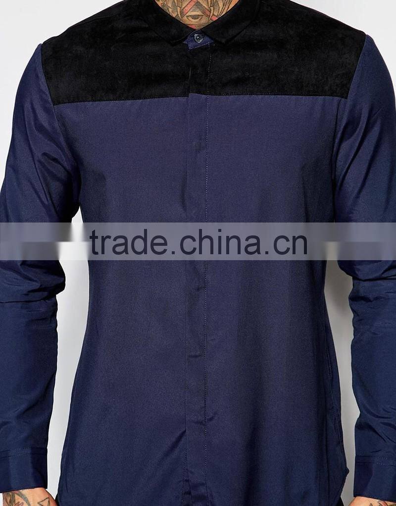 latest shirts With Faux Suede Panels