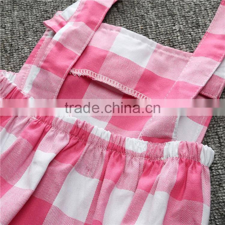 Pink and Black Check Baby Girl Designer Rompers with Headband