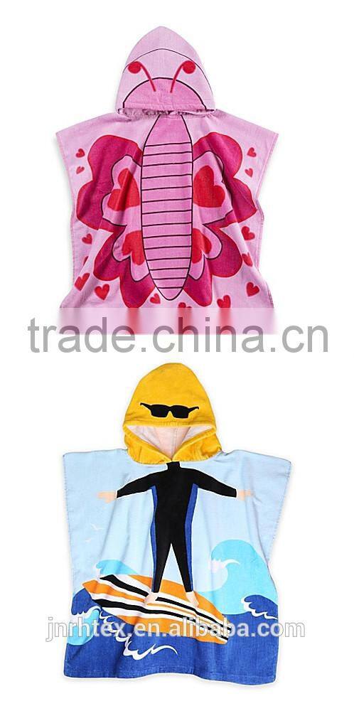 Kids printed superhero hooded beach towel in multi color,wholesale cotton beach towels printing