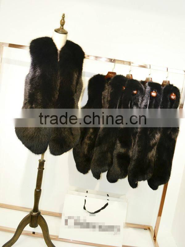 2017 New Fluffy High Quality Real Fox Fur Vest Women in Blue and Red PC-256