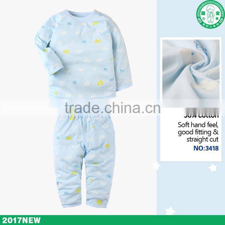 2017 hot sale high quality full sleeve round neck 2 pcs children clothes sets