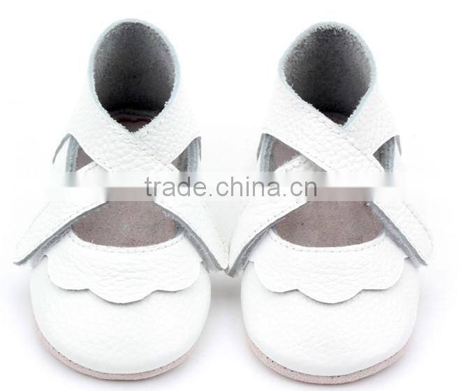 Fancy skidproof mary jane leather baby shoes