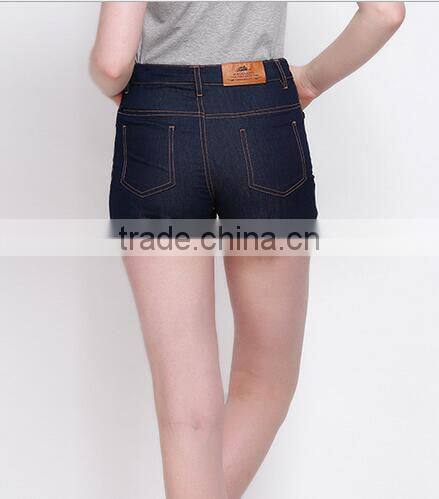 EY0583P Hot Sale Women High Waist Denim Shorts With Hem 2016