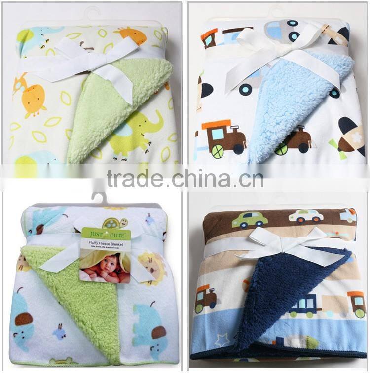 Soft fleeces thickened printed baby blanket