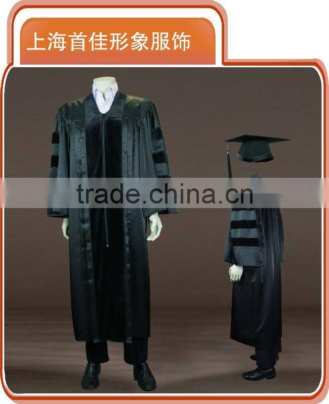 customized graduation gown high quality black gown