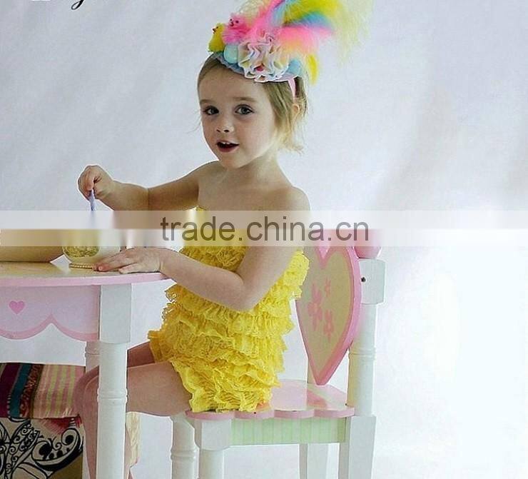 Baby Girls Bubble Ruffle Rompers Adorable Petti Lace Romper With Bow infant jumpsuit,toddler bodysuit with straps and ribbon bow