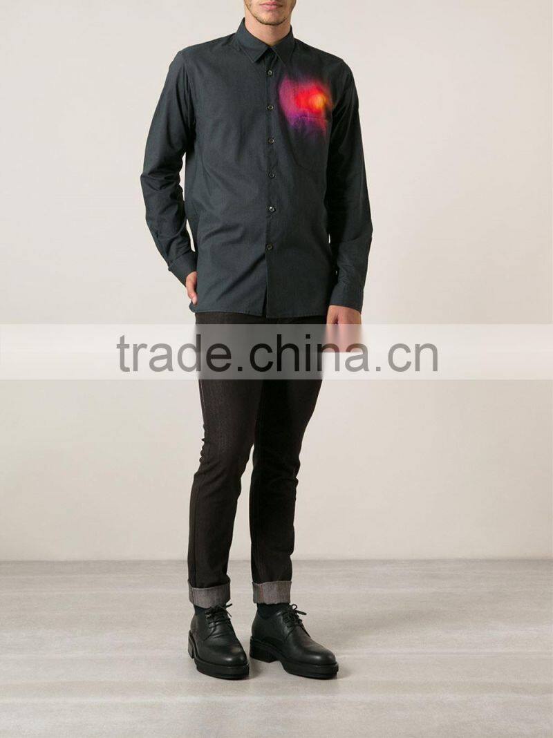 mens Black cotton spectrum print button-fastening cuffs long sleeve shirt