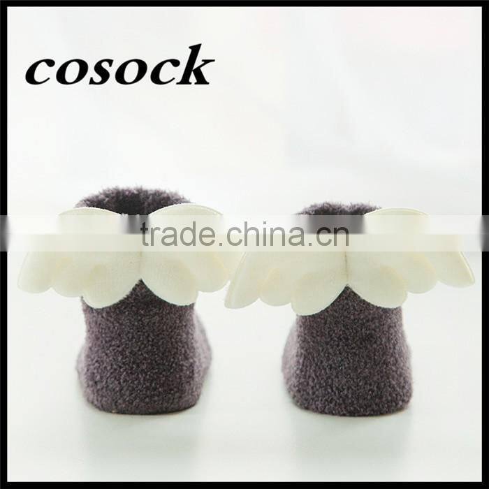 Rainbow color baby clothes little angel fuzzy non-slip socks for newborn infant
