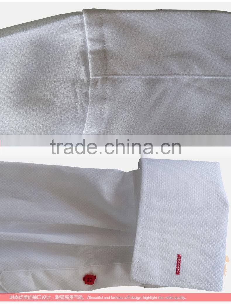 2017 Men's 100% cotton luxury dress formal white solid roll collar shirts wholesale french cuff