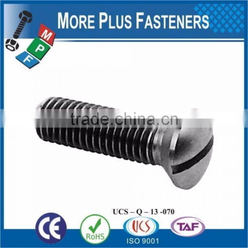 Made in Taiwan ISO 2010 Slotted Raised Countersunk Oval Head Machine Screw Low Carbon Steel Zinc Plated