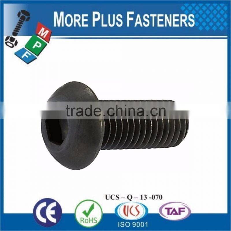 Made in Taiwan Button Head Socket Cap Screw Metric ISO 7380 Grade 10 9 Coarse Bare Steel Zinc Plated