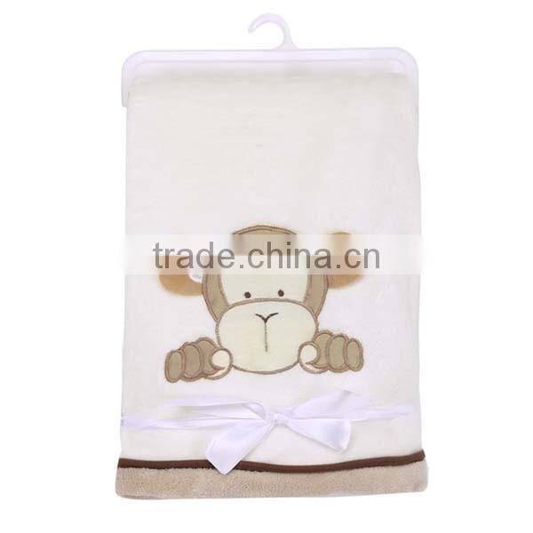 cute cartoon animal flannel fleece embroidered baby blanket