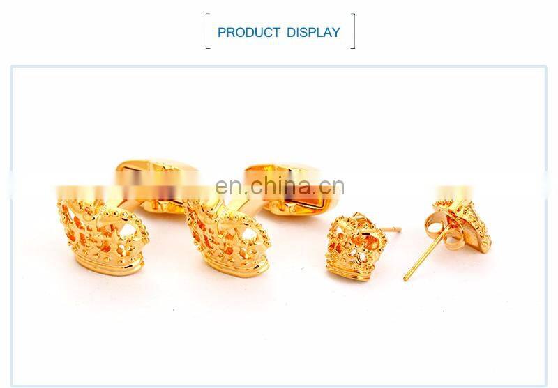 Custom Cufflink Set 18 Gold Crown Cufflinks and Earings