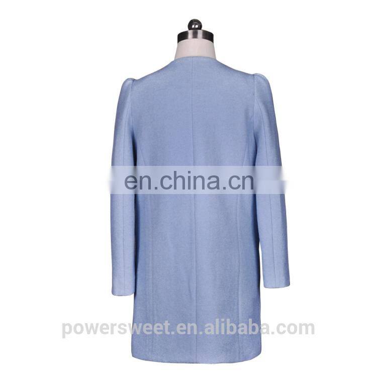 Guangzhou Clothing Wholesale V Neck Bowknot Stitching Women Woolen Coat