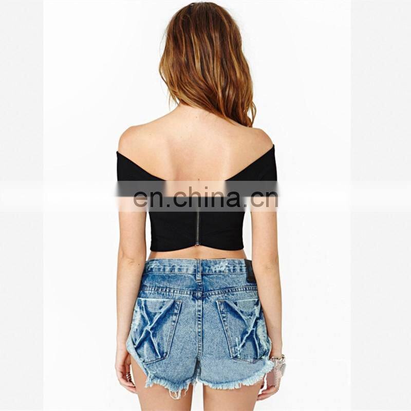 Women Fashion Sexy Wholesale Tee Shirt Custom Printing Crop Top Shirt