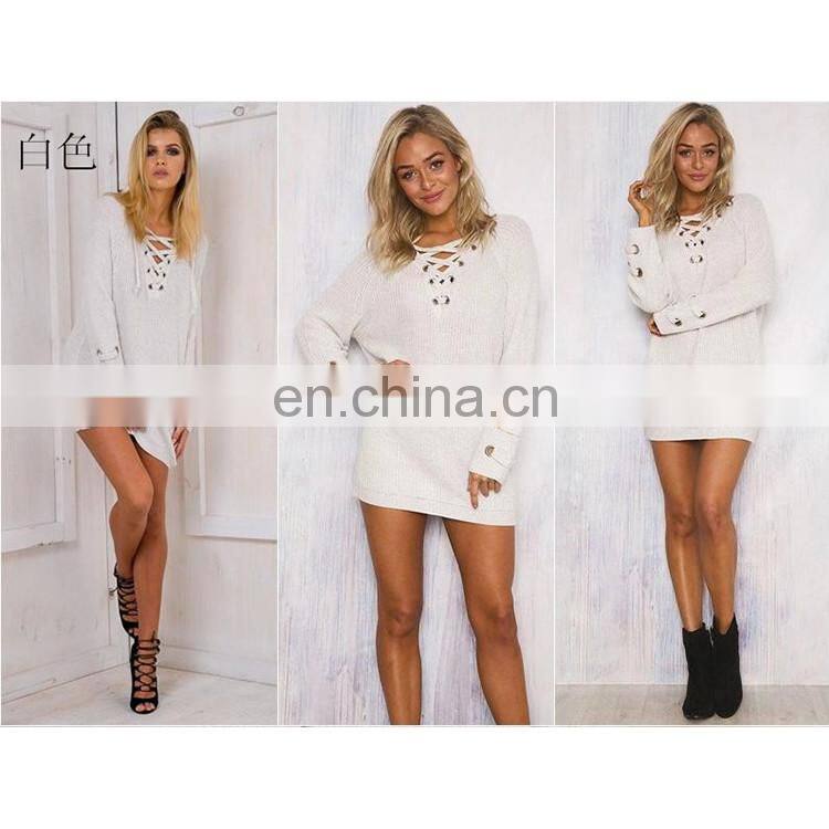 New design V-neck straps women sweater long sleeves sweater for ladies KMY1080