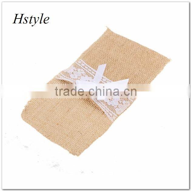 NATURAL Jute Cutlery bag With Lace Table Decoration for Wedding SPT128