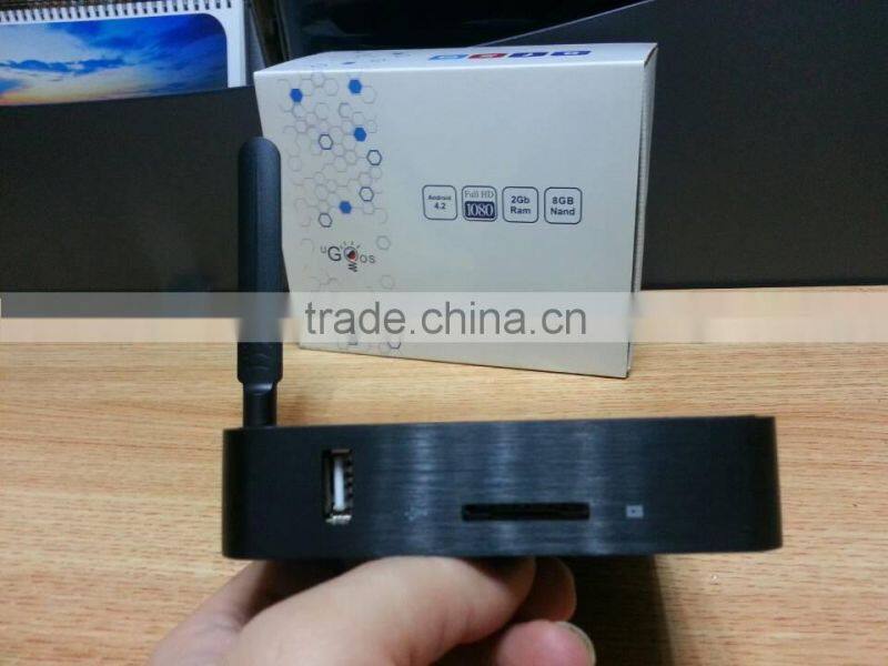 2014New arrival! UGOOS UT2 quad core RAM 2G+ROM 8G 1.6GHz Built-in Bluetooth + External WiFi antenna dual band 2.4/5Ghz