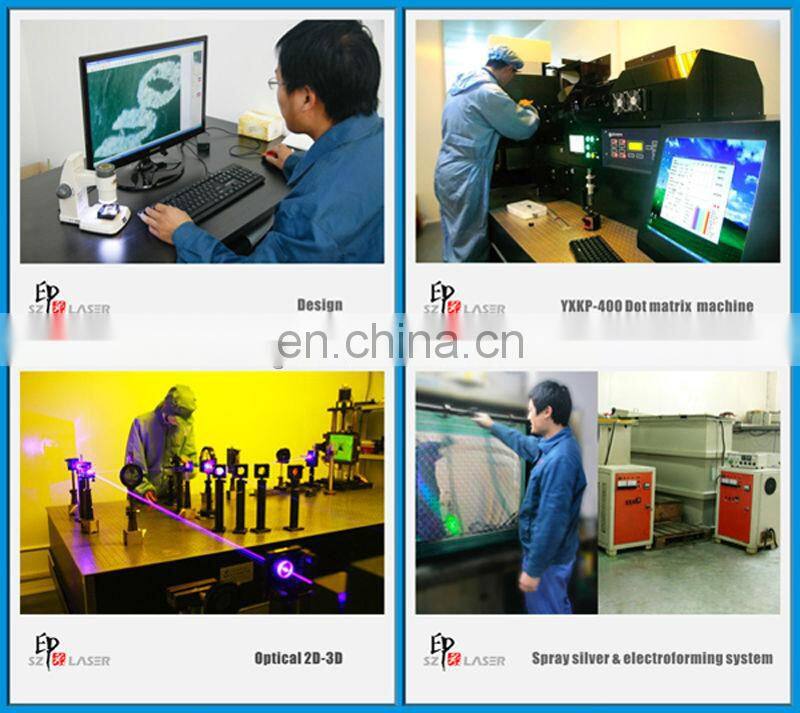 Hologram master shim supplier with different holographic lens patterns