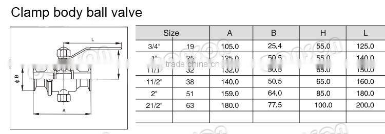 Food grade stainless steel 3 way ball vavle