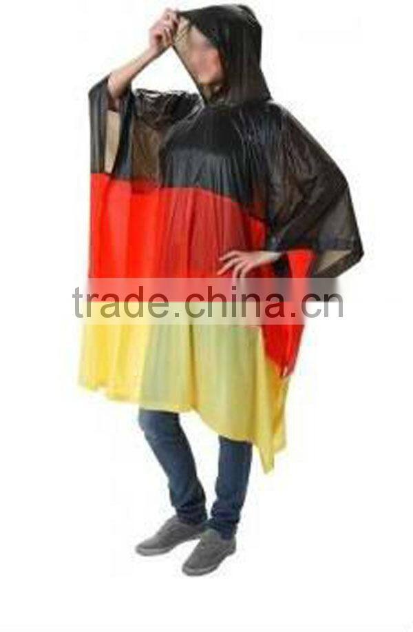 PE Plastic Disposable Hooded Waterproof Black Poncho Raincoat