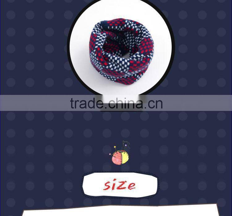 Small Plaid Pattern Unisex Boys Girls Acrylic Knitted Winter Circle Loop Scarf