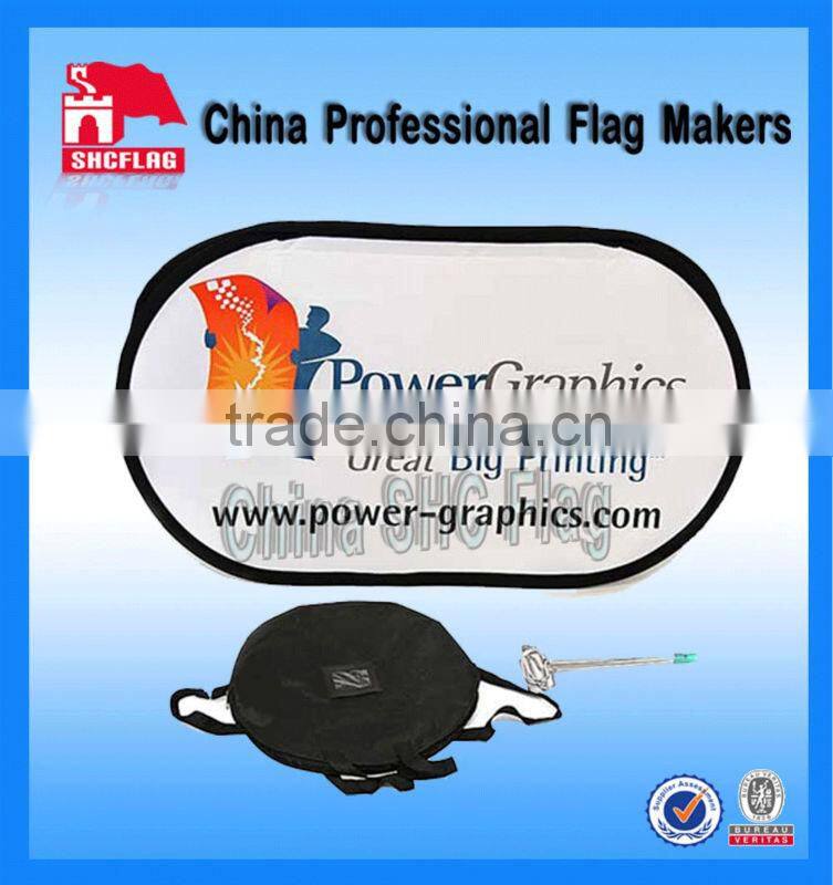 Oval pop up banner and velcro pop up banner