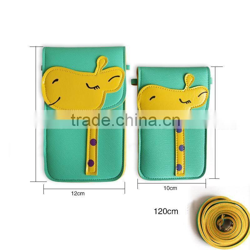 Wholesale cute cartoon high quality pu mobile phone carry bag