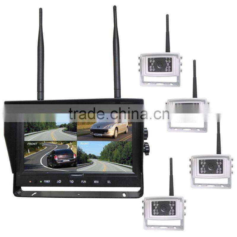 2.4G Digital Wireless 4CH Quad ,Split Display 9inch Night Vision Reversing Camera Kits with Waterproof Outdoor Camera