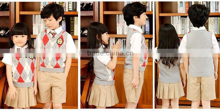 2016 New fashion woolen kids school uniforms for t shirt sexy high school uniform wholesale primary school uniform (ulik-013)