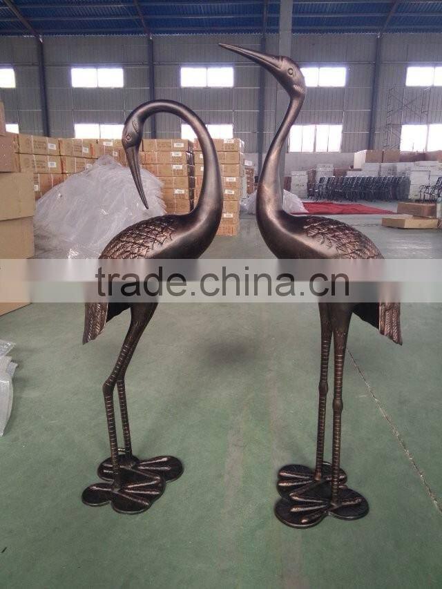 43 Inch Sculptured Cranes in Bronze Finish